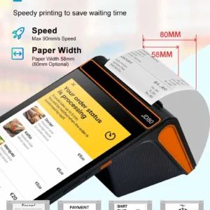 POS Terminal 8 inch Android 12 with 58/80mm Printer Loyverse Desktop POS 4G WIFI BT Connection 2D Scanner NFC Cash Register