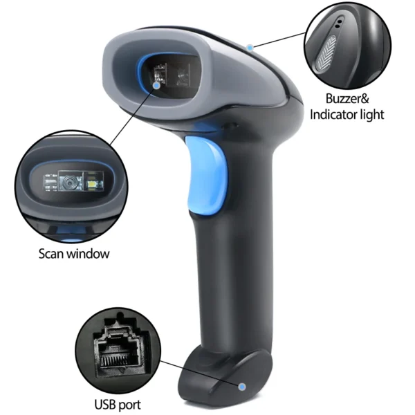 ⁦1D 2D Wired USB Qr Bar Code Reader Supermarket Handheld Barcode Scanner for POS Solutions⁩ - الصورة ⁦5⁩