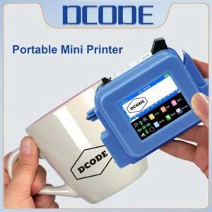DCODE الأزرق XMINI 12.7 مللي متر المحمولة الصغيرة المحمولة طابعة نافثة للحبر الحرارية النص QR الباركود صورة دفعة رقم شعار تاريخ التسمية المبرمج