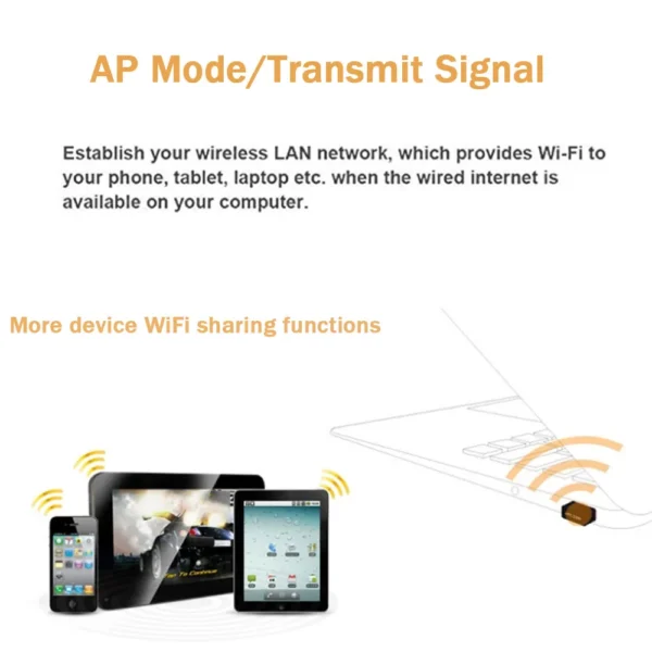 ⁦USB 2.0 WiFi Wireless transmission Adapter Mini Network LAN Card 150Mbps 8188/7601 For Smart Antenna Smart Phone Tablet PC⁩ - الصورة ⁦6⁩