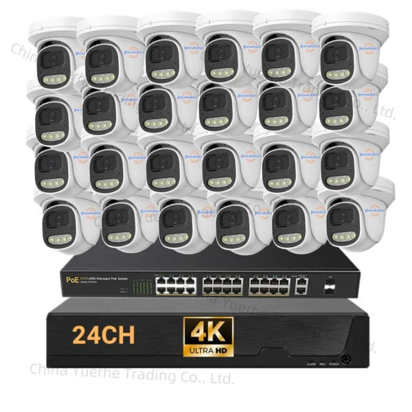 Jianvision 24CH Indoor Audio Recording Turret Camera System Wide-Angle 4K POE NVR Switch with Good Look Surveillance