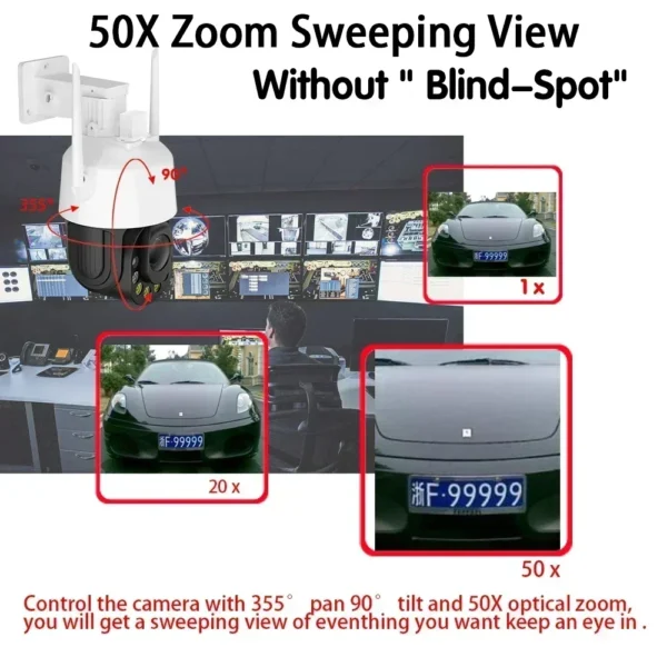 ⁦50X Zoom 5MP Wifi PTZ Security Camera System Kit Outdoor 8CH Wifi NVR Kit Human Detection Wireless CCTV Video Surveillance Kit⁩ - الصورة ⁦4⁩
