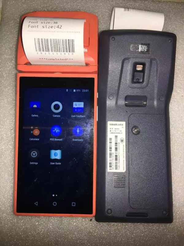 Used Modified P1 With V1S Systems Handheld Financial Androis Sun mi Pos Terminal with 1+8 Ram open version with 58mm Printer