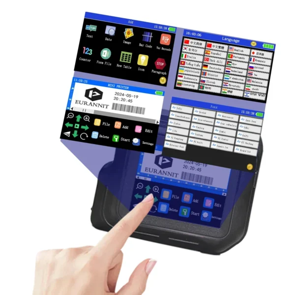 ⁦EURANNIT E98 0.5 بوصة طابعة صغيرة محمولة 2.8 بوصة تعمل باللمس طابعة نافثة للحبر تاريخ انتهاء الصلاحية QR الباركود شعار آلة طباعة الملصقات⁩ - الصورة ⁦2⁩