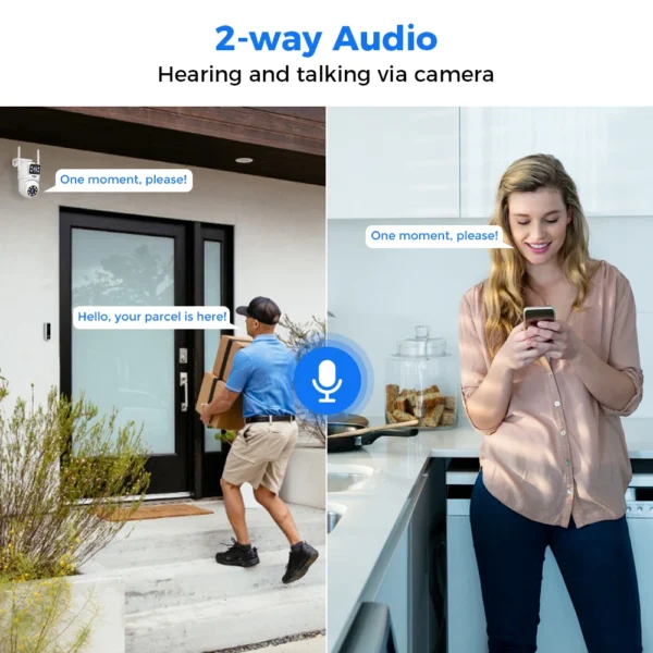 ⁦H.265 2.4G/5G 6MP 16 Channels Nvr Dual Lens CCTV Kit Two-way Audio Home Dome PTZ IP Wireless WIFI Security Camera System Outdoor⁩ - الصورة ⁦6⁩