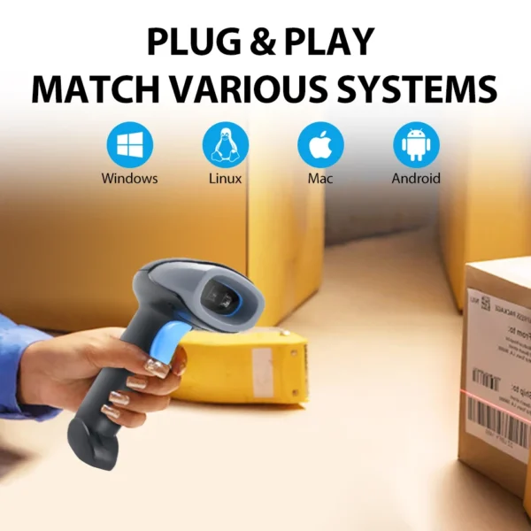 ⁦1D 2D Wired USB Qr Bar Code Reader Supermarket Handheld Barcode Scanner for POS Solutions⁩ - الصورة ⁦2⁩