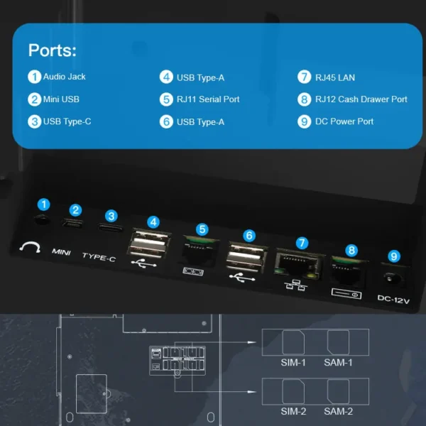 ⁦ZCS Z100 Latest Design Touch Screen 4G Wifi Android All-In-One POS Mobile Machine With 58/80mm Thermal Printer⁩ - الصورة ⁦5⁩