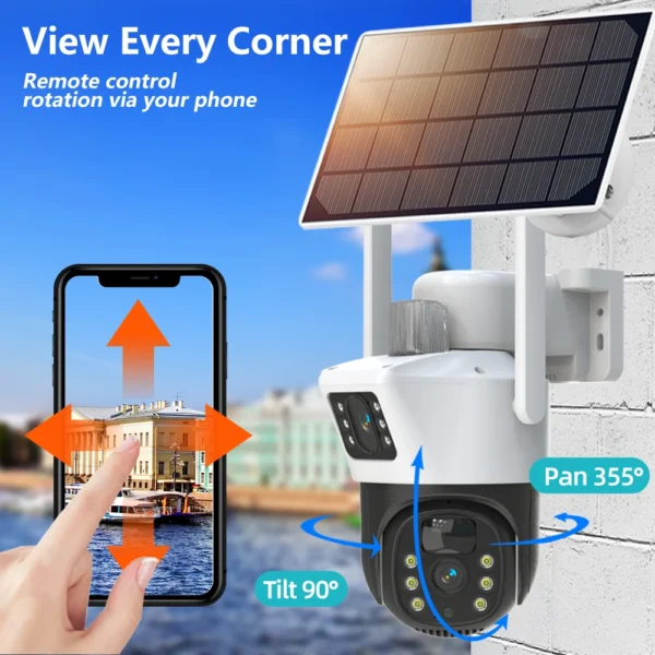 ⁦8MP WIFI Wireless Solar Home Security IP Pan Tilt Zoom Camera System 10CH Wireless 4K 5MP QHD CCTV PTZ Camera Kit with NVR⁩ - الصورة ⁦3⁩