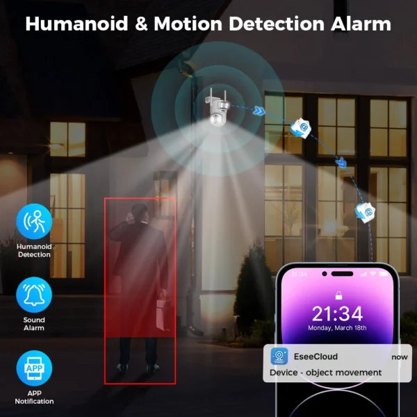 ⁦H.265 2.4G/5G 6MP 16 Channels Nvr Dual Lens CCTV Kit Two-way Audio Home Dome PTZ IP Wireless WIFI Security Camera System Outdoor⁩ - الصورة ⁦3⁩