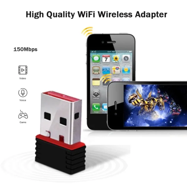 ⁦USB 2.0 WiFi Wireless transmission Adapter Mini Network LAN Card 150Mbps 8188/7601 For Smart Antenna Smart Phone Tablet PC⁩ - الصورة ⁦5⁩