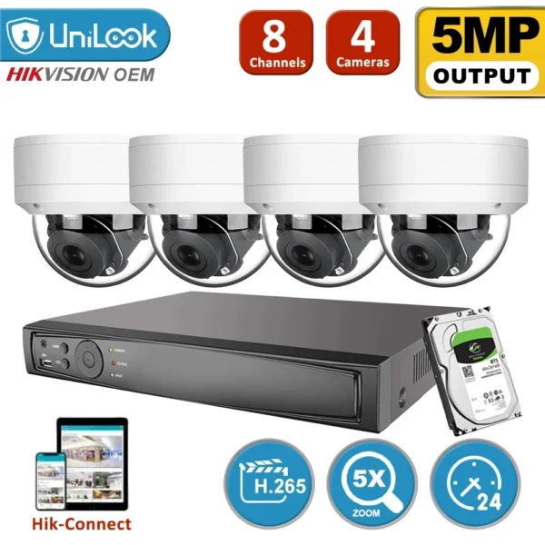 ⁦UniLook 8CH CCTV System 4/6/8Pcs 4K 5MP PTZ POE IP Camera H.265+ NVR Kit 5X Zoom Camera System Video Surveillance Night Vision⁩ - الصورة ⁦2⁩
