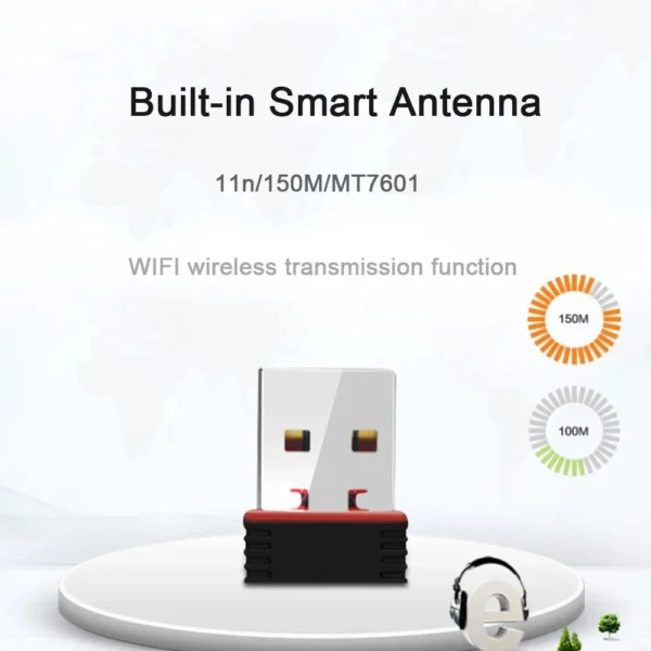 ⁦USB 2.0 WiFi Wireless transmission Adapter Mini Network LAN Card 150Mbps 8188/7601 For Smart Antenna Smart Phone Tablet PC⁩ - الصورة ⁦2⁩