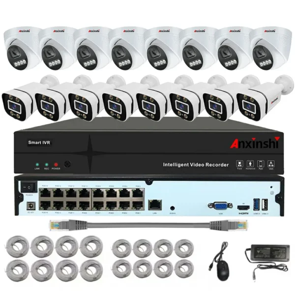 Anxinshi Promotions Hot Sale 16CH POE NVR Network Mini 4MP CCTV IP Video Nvr Kit H.265 Security Camera System