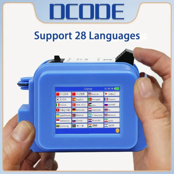 ⁦DCODE الأزرق XMINI 12.7 مللي متر المحمولة الصغيرة المحمولة طابعة نافثة للحبر الحرارية النص QR الباركود صورة دفعة رقم شعار تاريخ التسمية المبرمج⁩ - الصورة ⁦3⁩