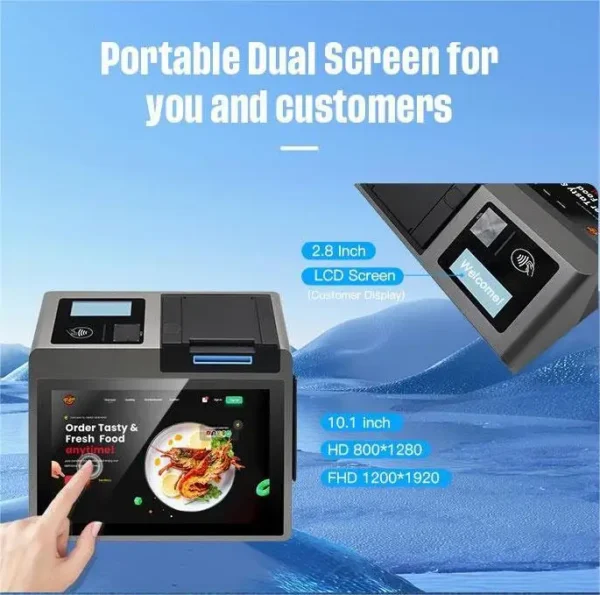 ⁦ZCS Z100 Latest Design Touch Screen 4G Wifi Android All-In-One POS Mobile Machine With 58/80mm Thermal Printer⁩ - الصورة ⁦6⁩