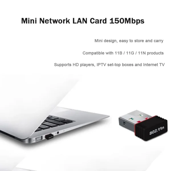 ⁦USB 2.0 WiFi Wireless transmission Adapter Mini Network LAN Card 150Mbps 8188/7601 For Smart Antenna Smart Phone Tablet PC⁩ - الصورة ⁦4⁩