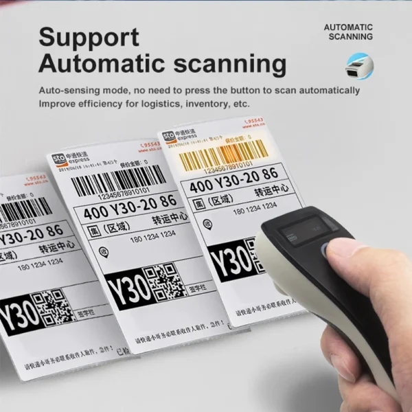 ⁦W6 Mini Wireless Barcode Scanner, CMOS Bluetooth Pocket QR/Barcode Reader, 1D/2D, for iOS & Android Payments⁩ - الصورة ⁦4⁩