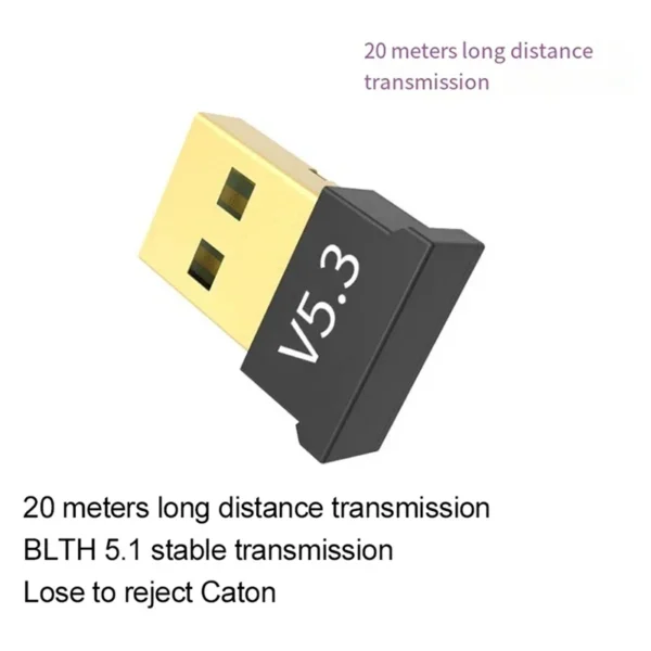 ⁦USB Blth 5.3 Adapter Transmitter Receiver Blth 5.3 Wireless USB Adapter V5.3 Bluetooth-compatible Adapter⁩ - الصورة ⁦3⁩