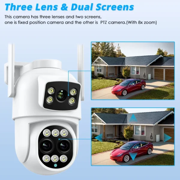 ⁦Smart Video Surveillance System 10CH XMEye 4K POE NVR Kit H.265+ Three Lens 9MP WIFI Cameras 8X Zoom PTZ Wireless CCTV System⁩ - الصورة ⁦2⁩