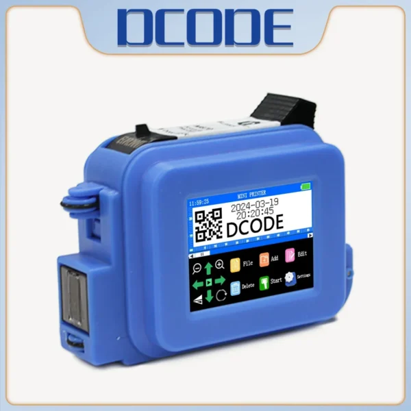 ⁦DCODE الأزرق XMINI 12.7 مللي متر المحمولة الصغيرة المحمولة طابعة نافثة للحبر الحرارية النص QR الباركود صورة دفعة رقم شعار تاريخ التسمية المبرمج⁩ - الصورة ⁦4⁩