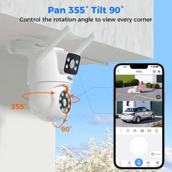 ⁦H.265 2.4G/5G 6MP 16 Channels Nvr Dual Lens CCTV Kit Two-way Audio Home Dome PTZ IP Wireless WIFI Security Camera System Outdoor⁩ - الصورة ⁦4⁩