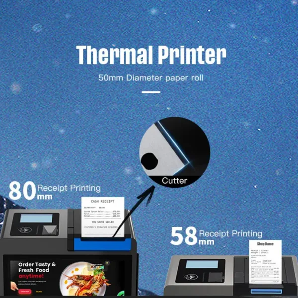 ⁦ZCS Z100 Latest Design Touch Screen 4G Wifi Android All-In-One POS Mobile Machine With 58/80mm Thermal Printer⁩ - الصورة ⁦2⁩